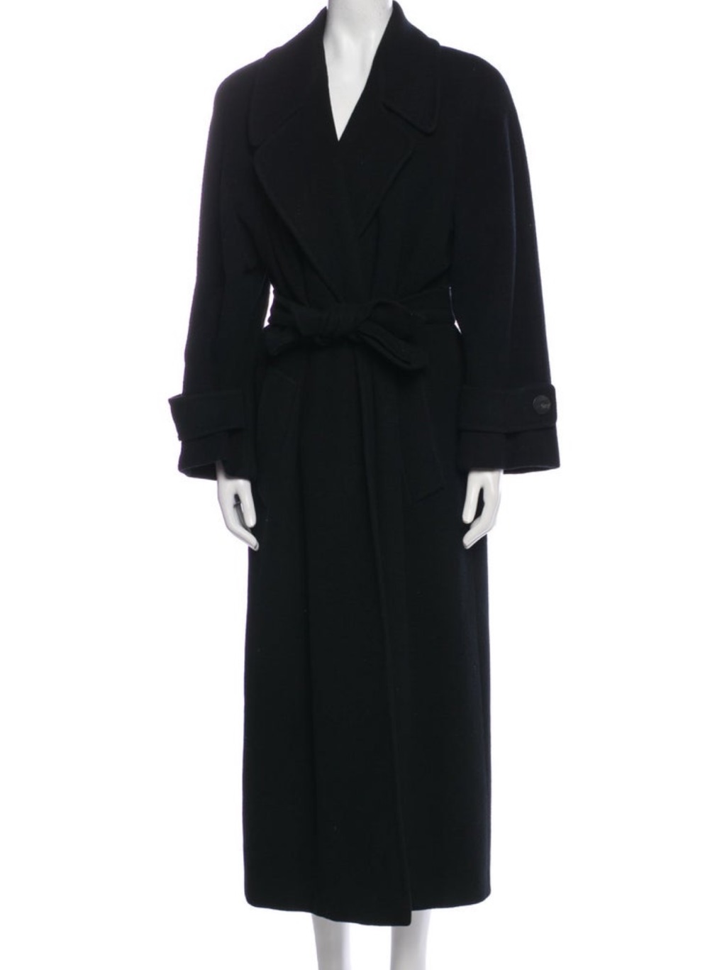 Neiman Marcus Black Long Cashmere Wrap Robe Coat